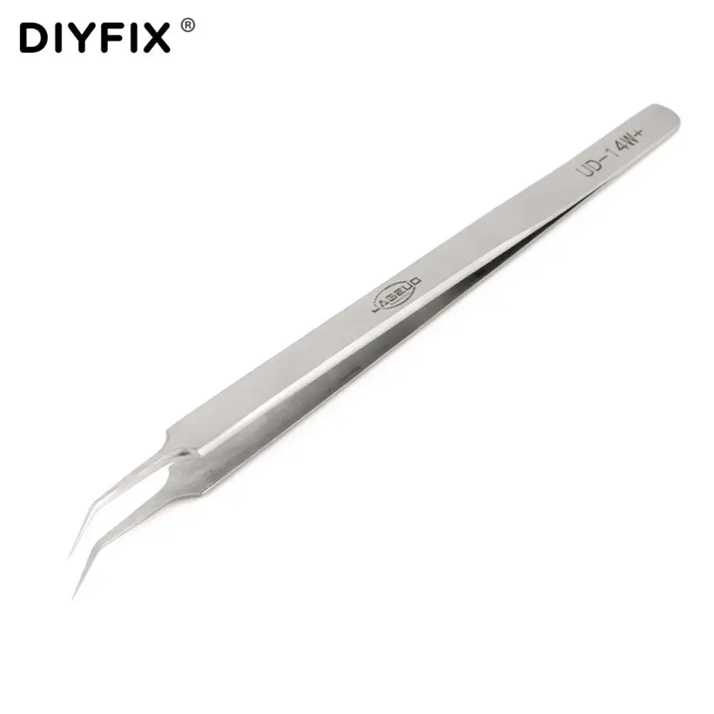 DIYFIX прецизионные электронные пинцеты антистатические зажимы прямые наконечники из нержавеющей стали щипцы для ремонта телефона DIY набор ручных инструментов - Тип головки пинцета: UD-14