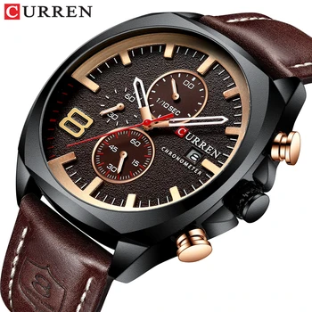 

Men Watches Top Brand CURREN Luxury Leather Strap Sport Quartz Chronograph Military Watch Men Clock Waterproof Relogio Masculino
