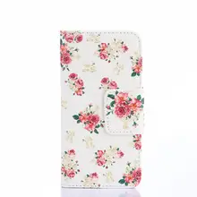 Colofrul Padrão Peônia Fundo Branco Slot Para Cartão de Carteira de Couro PU ficar tampa do caso da aleta para o htc one mini 2 m8 mini