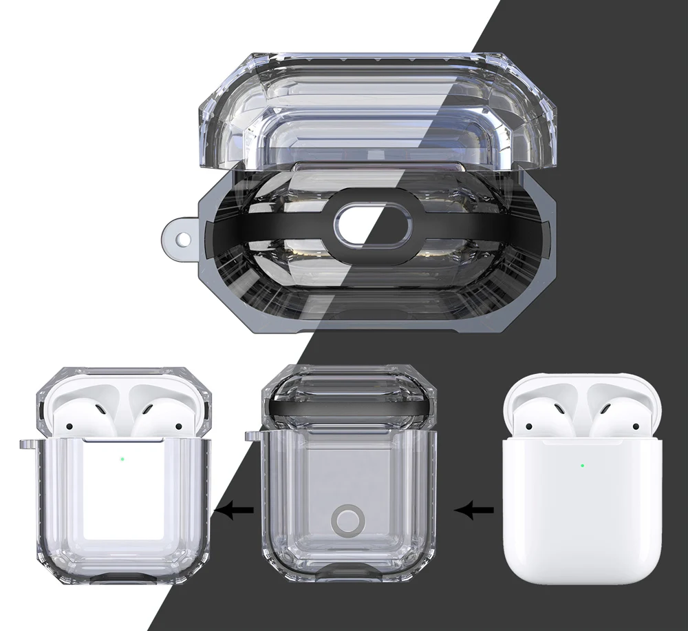 IQD для Apple AirPods чехол для зарядки 2nd Gen 1st прозрачный жесткий ТПУ Бампер защитный чехол кожа Прозрачный ударопрочный мягкий пластик