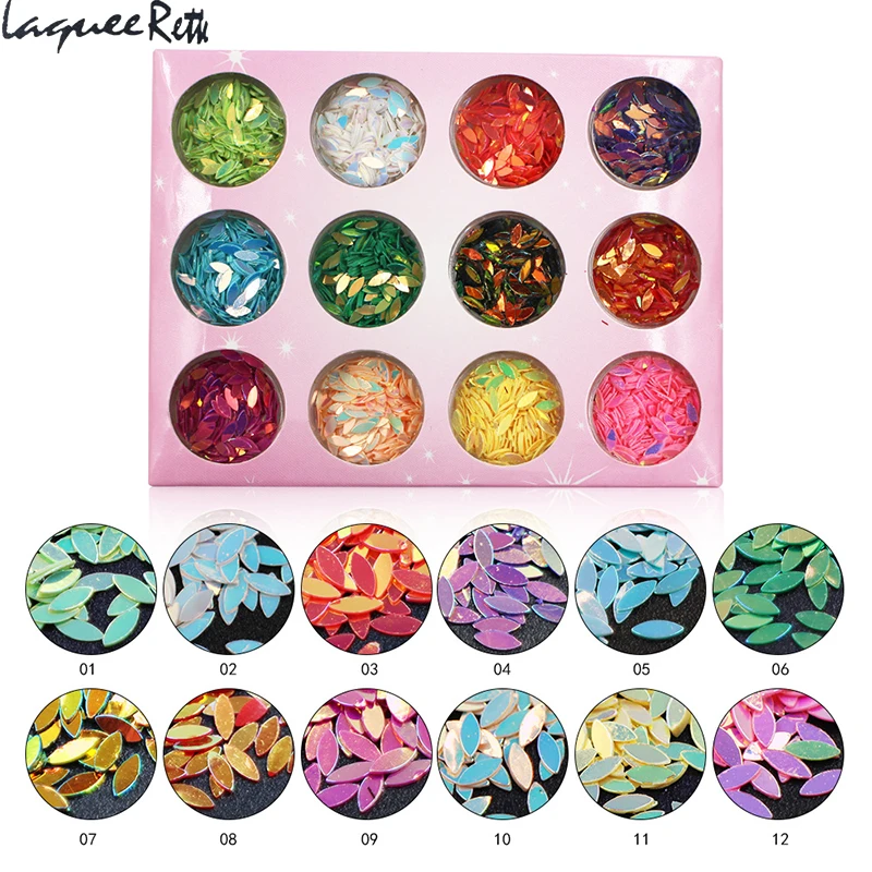 12 цветов Блестящий лак для ногтей блестящий порошок цветной шестигранный