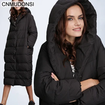 

CNMUDONSI Women's Winter Fashion Jacket Thick Warm Coat Lady Cotton Parka Jacket Long jaqueta Winter jacket with hood Feminina