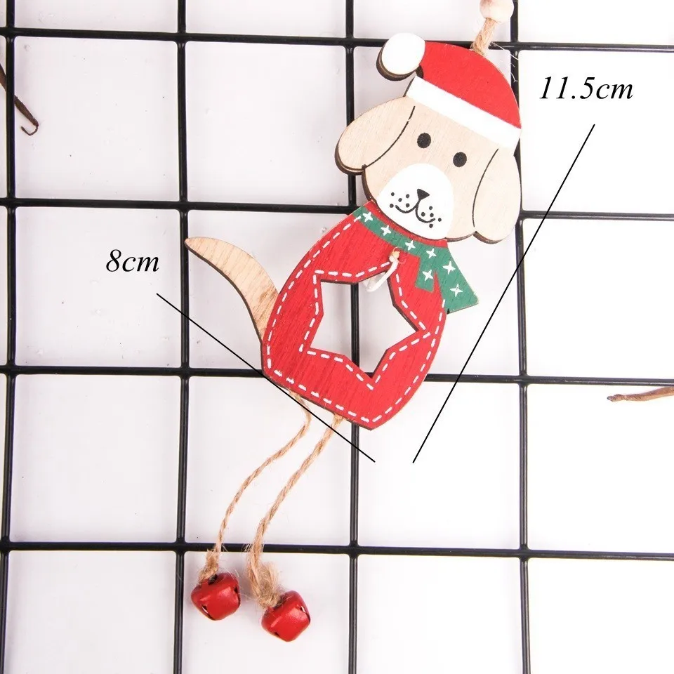 Red hat dog 1 шт. милая собака деревянные рождественские украшения Подвески DIY деревянные поделки подвесной орнамент с рождественской елкой детский подарок Рождественская вечеринка украшение - Цвет: Red hat dog