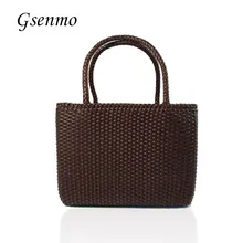 Gsenmo летняя Роскошная ткачество женская сумка \ Сумочка новая коровья кожа Мода Сумка через плечо ручной работы хозяйственная сумка наивысшего качества
