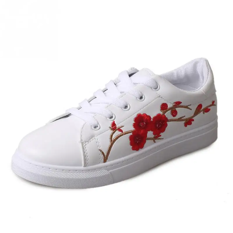 

2018 Women's Flats Espadrilles PU Leather Chinese Traditional Embroidery Leisure Female Footwear Lace Up Flower Shoes #926