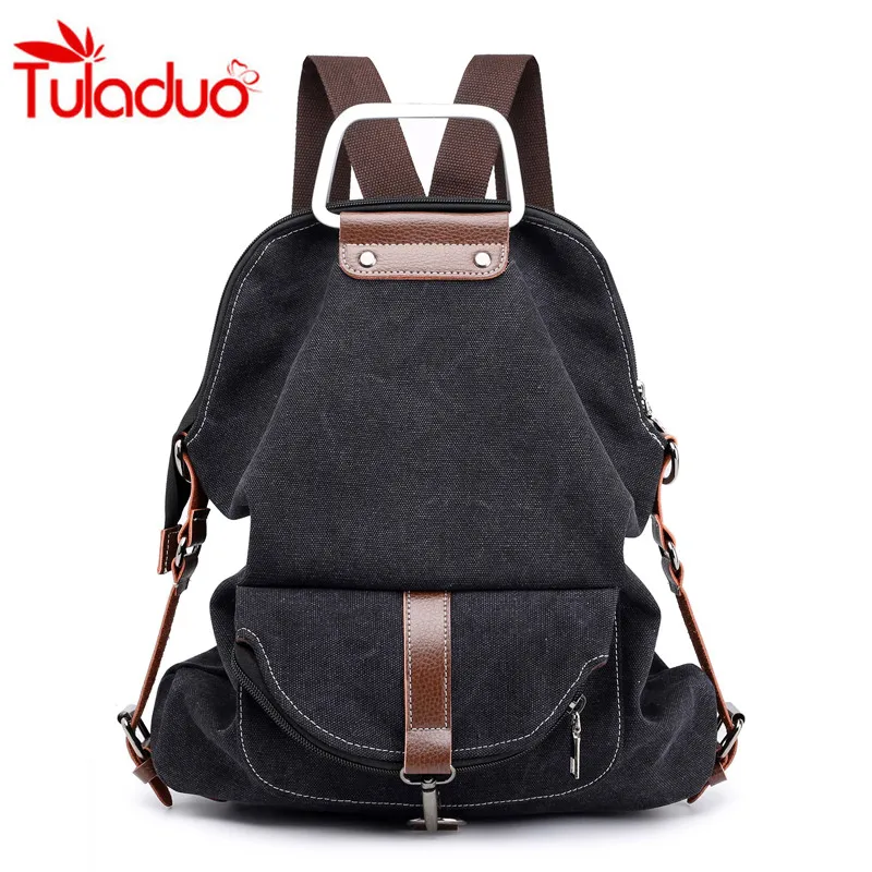

2018 Fashion Multifunction Canvas Backpack Women's Backpacks For Girl Women Travel Bag Teenager School Bag Rucksack Shoulder Bag