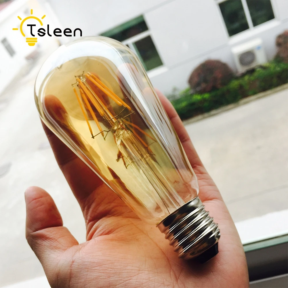 Светодиодная лампа накаливания 4 шт./лот COB E27 220 В ST64|led filament bulb|cob e27filament bulb |