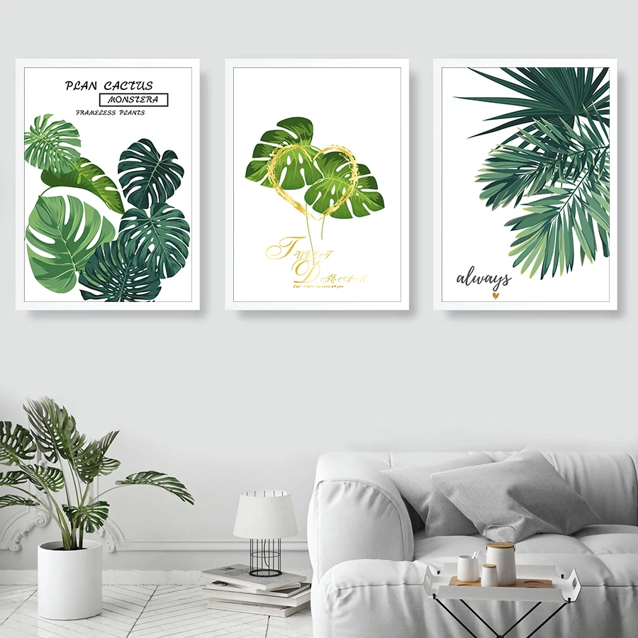 

Tropical Plants Wall Art Canvas Pictures Nordic Green Leaf Style Prints Painting Modern Art Landscape Posters Home Fashion Decor