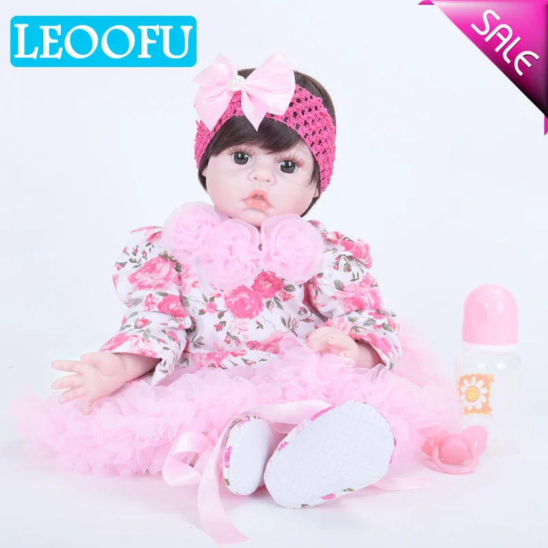 LEOOFU 50 см 20 дюймов Игрушка Кукла reborn baby doll реалистичные мягкие силиконовые возрождается для маленьких девочек прелестный bebe детские игрушки