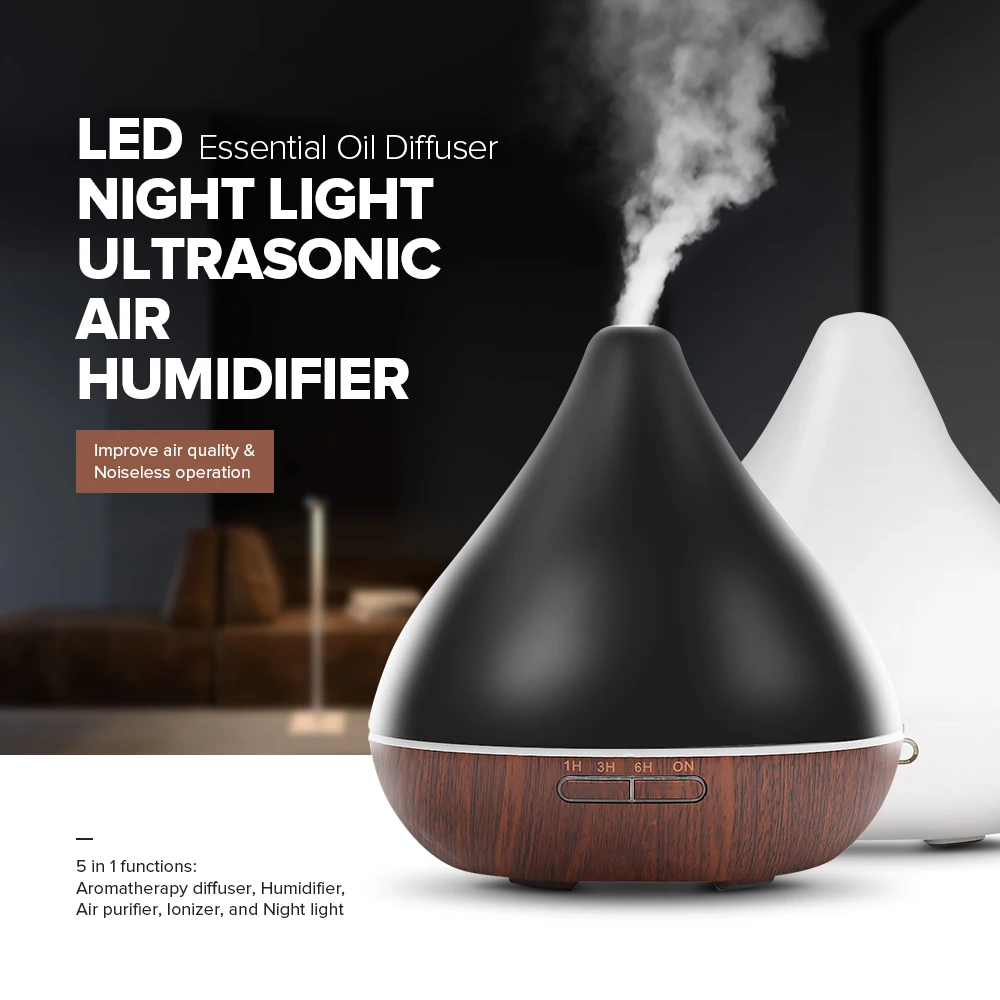 

Air Humidifier Essential Oil Diffuser Aroma Lamp Aromatherapy Electric Diffuser Mist Maker 300ml LED Light for Home EU Plug