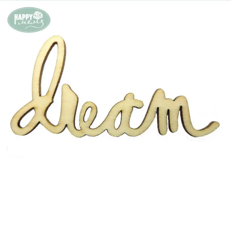 

Happymems Wood Shapes Letter Dream 24pcs/lot wood chipboard DIY Craft Embellishment DIY Decoration Crafts Dream Wooden Letter