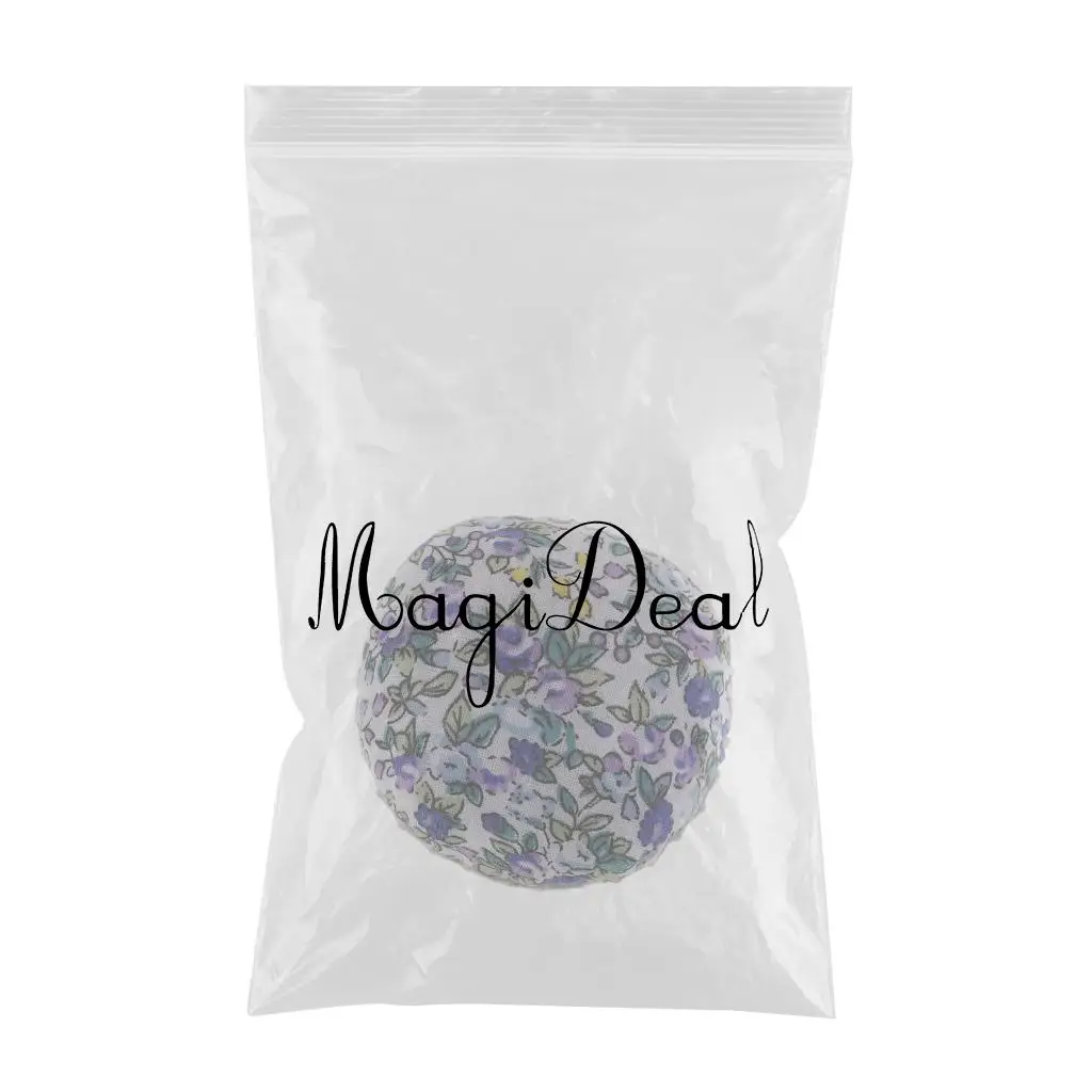 Ball Shape Sewing Pin Cushion Printed Flower Patterns Wrist Wearable Pincushion for Cross Stitch Quilting Needlework Sewing Tool