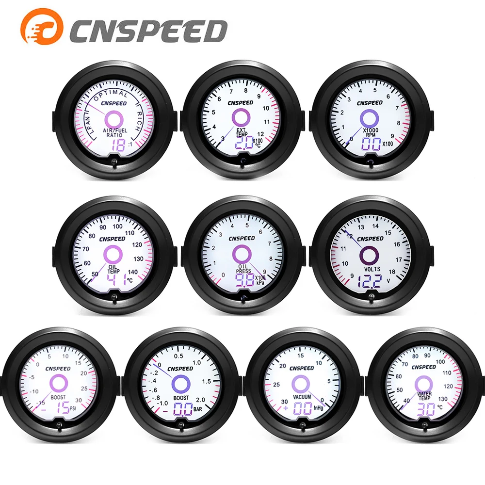 

CNSPEED LCD liquid crystal 7 color virtual pointer display Boost Water Temp Oil Presure Voltmeter Pressurized Gauge YC101420