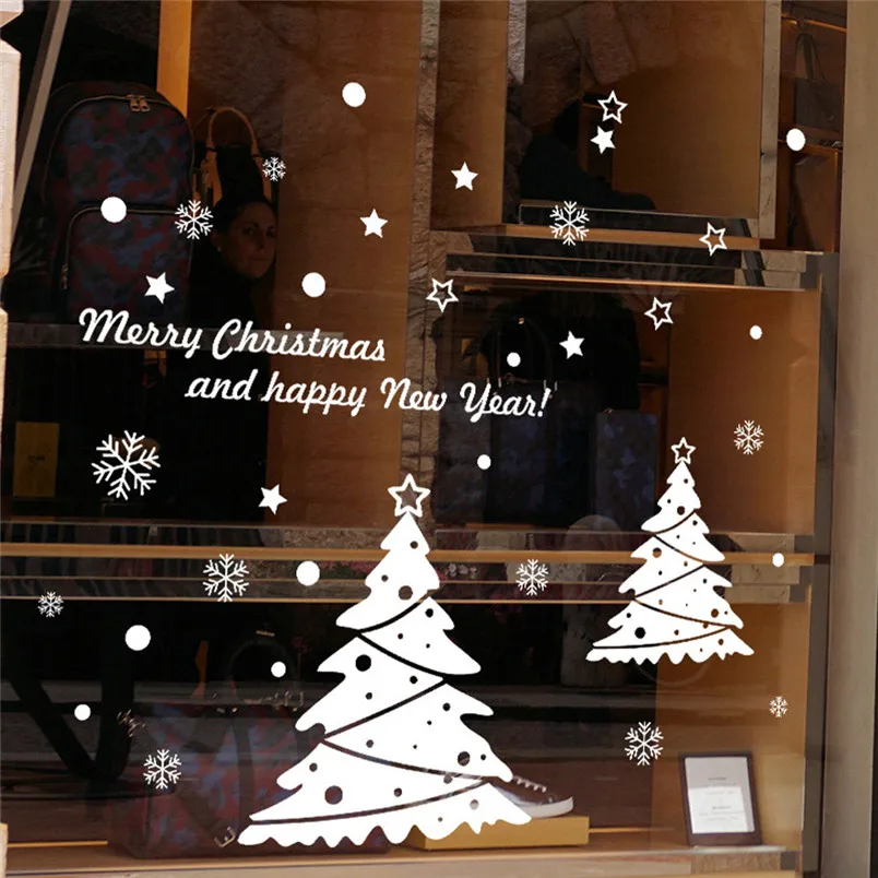1 шт. новогодние наклейки на окно Снеговик съемные домашние виниловые стеклянные наклейки на стену Наклейка домашний Декор adesivo de parede#4n07