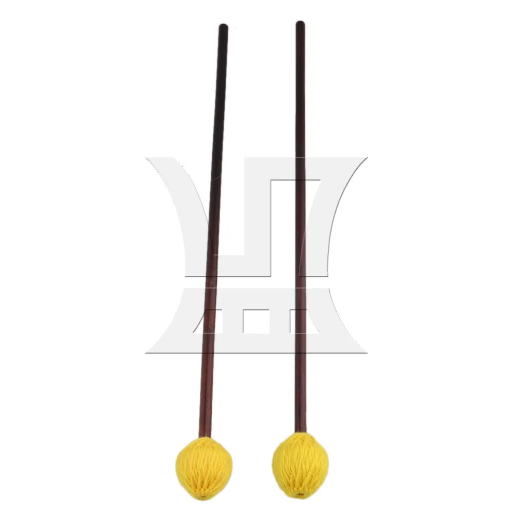 

Yibuy 16" Yellow Dark Brown Medium Hard Marimba Mallets Mushroom Yarn Head Maple Shaft for Percussion Instruments