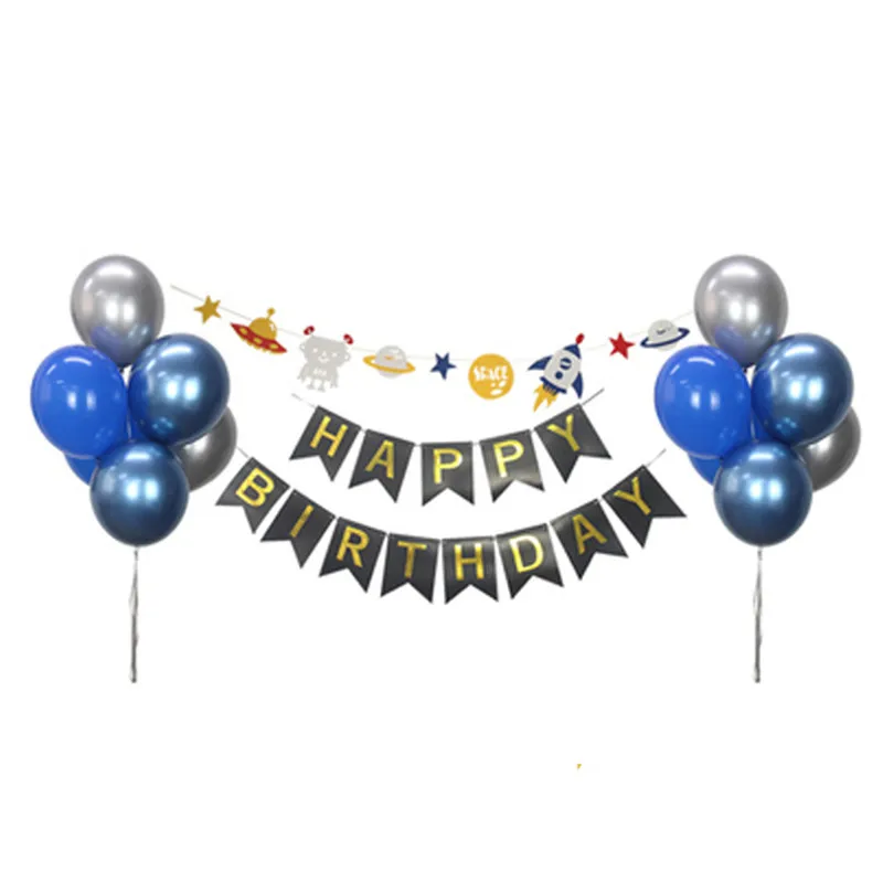Astronaut Party Balloons Robot rocket Aluminum Balloon Dark Blue Star theme Birthday Party Decoration Kids Boys Toys Ball Supplies7