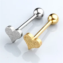 JOVIVI 2 шт 14Ga(1,6 мм) Percing Labret Bar кольцо для губ из нержавеющей стали Сердце пескоструйная обработка леверированный язык кольца пирсинг тела