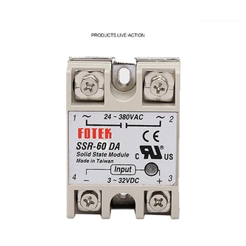 

5PCS/LOT Single Phase Solid State Relay DC To AC SSR-60DA 60A SSR Relay Input DC Output AC