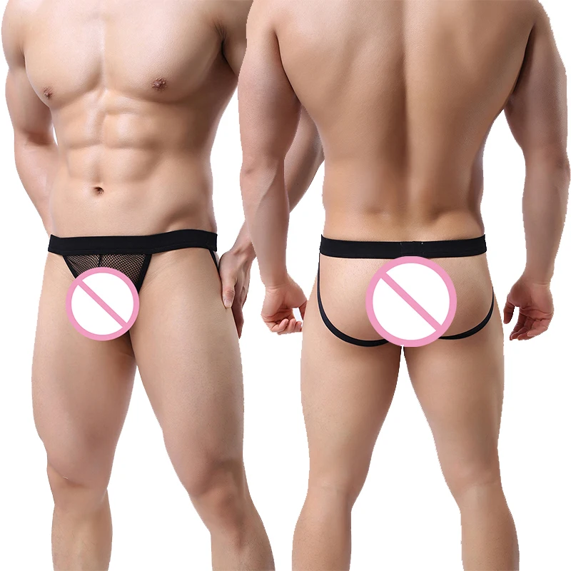 

Men Sexy Mesh Transparent Underwear Thong Mens Low Rise G String Underpants Jockstrap tanga hombre Male T-back Panties Briefs