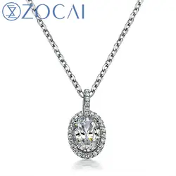 ZOCAI овальной огранки 0,6 CT Certified D-E/VVS Diamond 18 К белого золота кулон с 925 серебряная цепь цепочки и ожерелья D03815