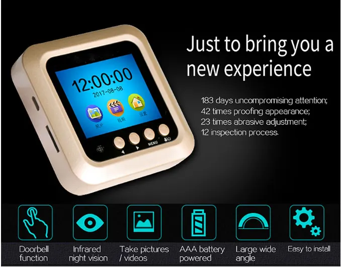 

TS101 Wifi Wireless Smart Peephole Video Doorbell 720P HD Camera with IR PIR Alarm Cloud TF Storage and Lithium Battery