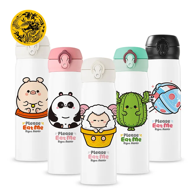 

Cartoon Thermos bottle for tea cup 304 Stainless Steel bottle thermos Water Bottle 450ml Vacuum Flask Infuser Insulated cup DIY