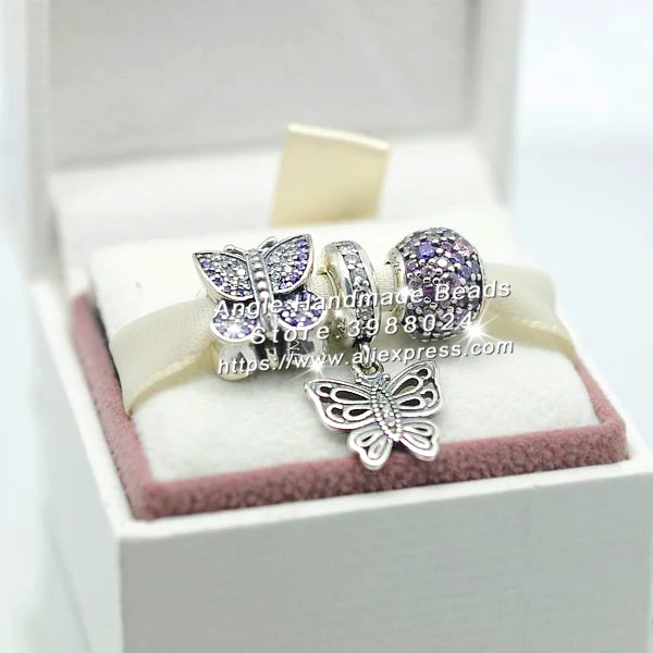 

3pcs Fashion S925 Silver Butterfly Pendant CZ Charms Bead Jewelry Set Fit DIY Bracelets Necklaces Jewelry Making Woman Gift