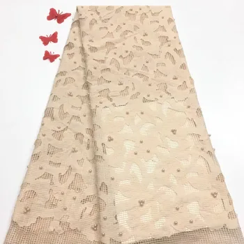 

High Quality Nigerian Wedding Lace Fabric Latest African Laces 2019 French Net Lace Fabric With beads for Dress