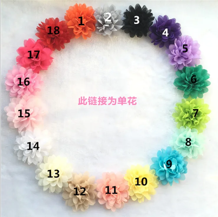 

5pcs/lot Christmas Flowers Big Chiffon Flower 3.9" Charlotte Tulle Puff Flower Head hydrangea for accessories DIY headwear