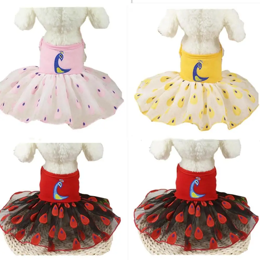 Fashion Summer Style Peacock print Dog Dress Dogs Princess Dresses Pet Yarn Skirt Clothing Supplies XS-XL Fashion Summer Style Peacock print Dog Dress Dogs Princess Dresses Pet Yarn Skirt Clothing Supplies XS-XL