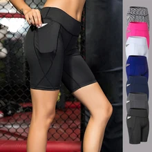 Vertvie тренажерный зал Фитнес Для женщин шорты для йоги карман эластичные спортивные шорты Открытый шорты для бега для женщины Обучение Спортивная одежда