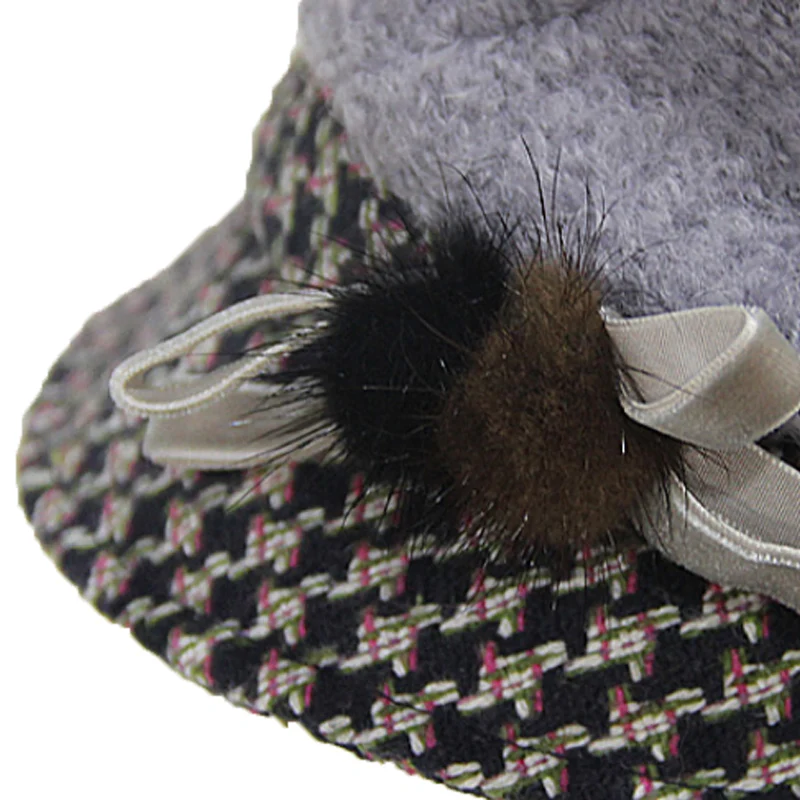 Женская фетровая шляпа FS шерстяная верблюжьей расцветки серого оранжевого и
