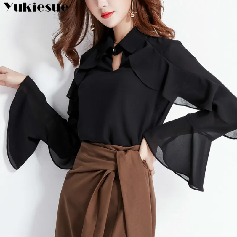 

2019 summer elegant ruffles women's shirt blouse for women blusas womens tops and blouses chiffon shirts woman top plus size