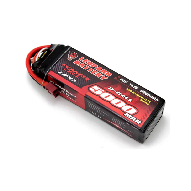 

LEOPARD Power 11.1V 5000mAh 40C 3S T Plug Rechargeable Lipo Battery for 1:8 1:10 RC Car