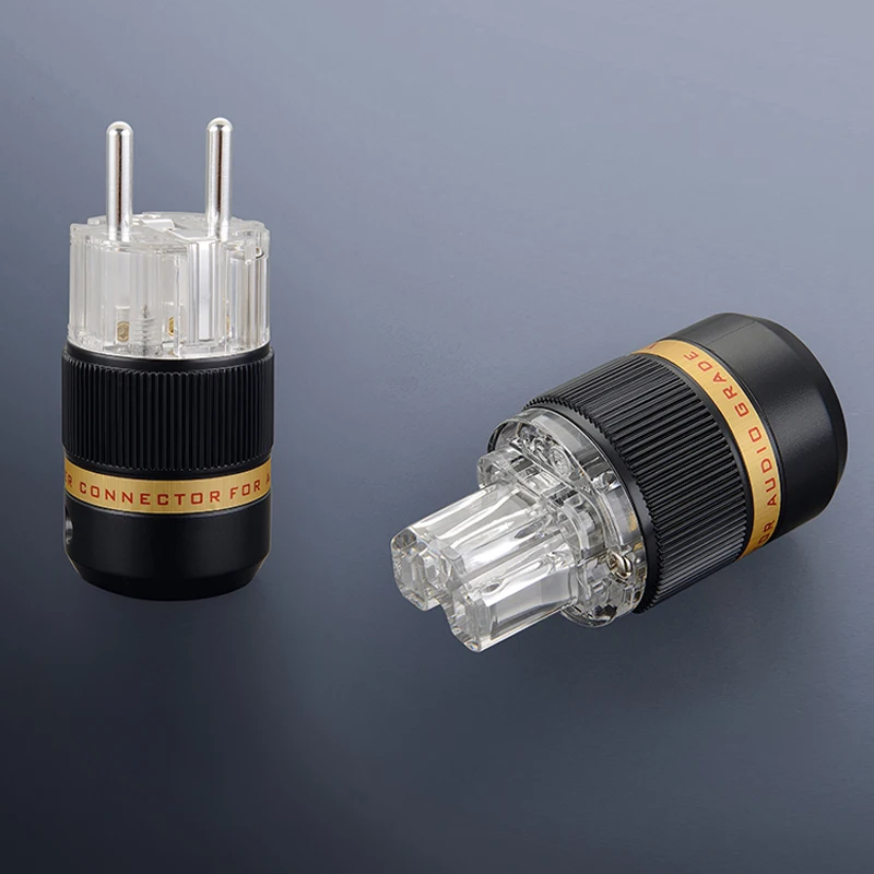

Free shipping one pair Viborg VE511R&VF511R Pure Red-Copper Rhodium Plated EU Plug power plug for audio power plug