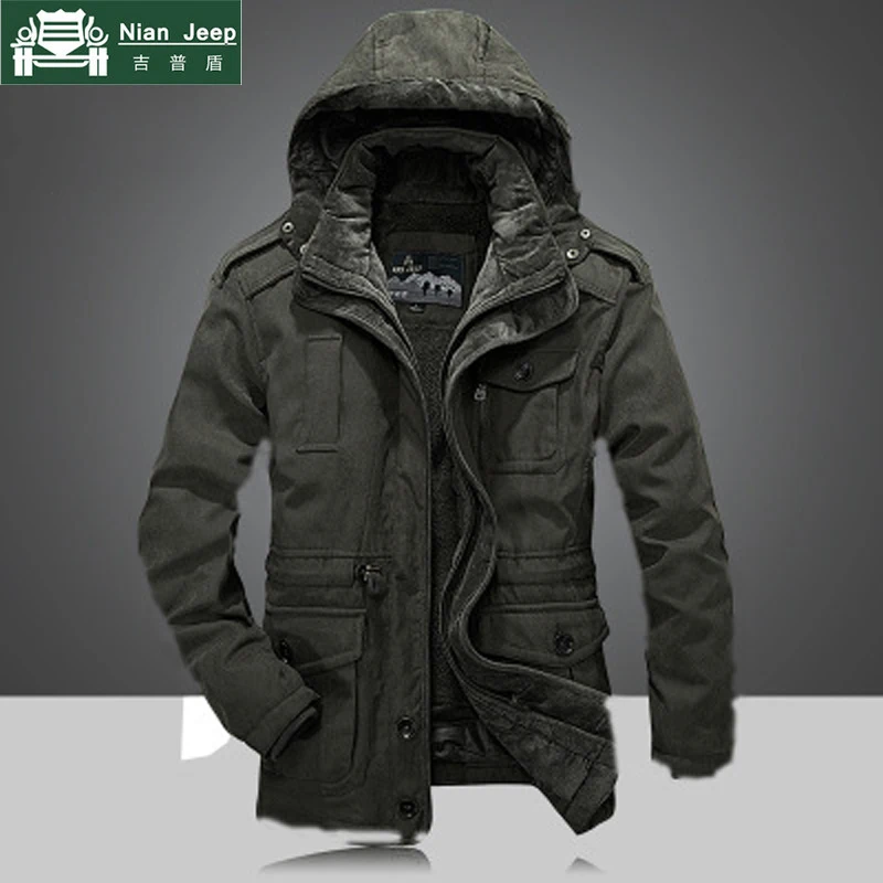 Для мужчин зимний сгущать теплый с капюшоном Военно-бренд Армейский зеленый куртка Для мужчин хлопок jeep хаки флис утепленная куртка пальто 4XL ветровка мужская куртка мужская