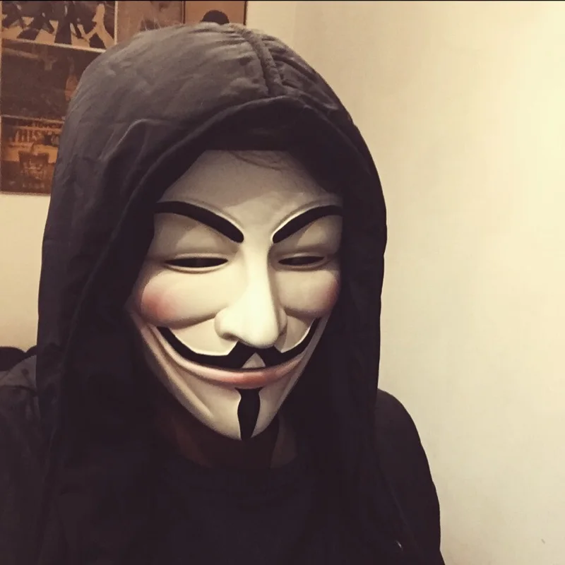 V для вендетты смолы маска Guy Fawkes аноним Косплей Хэллоуин маски 2 цвета белый/Бронзовый высокое качество