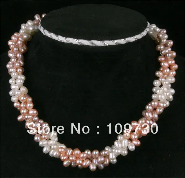 

A0503 Jewelry 00451 Lovely Natural 6-7mm pearl sets necklace&bracelet(5color choose)jewelry (0430)