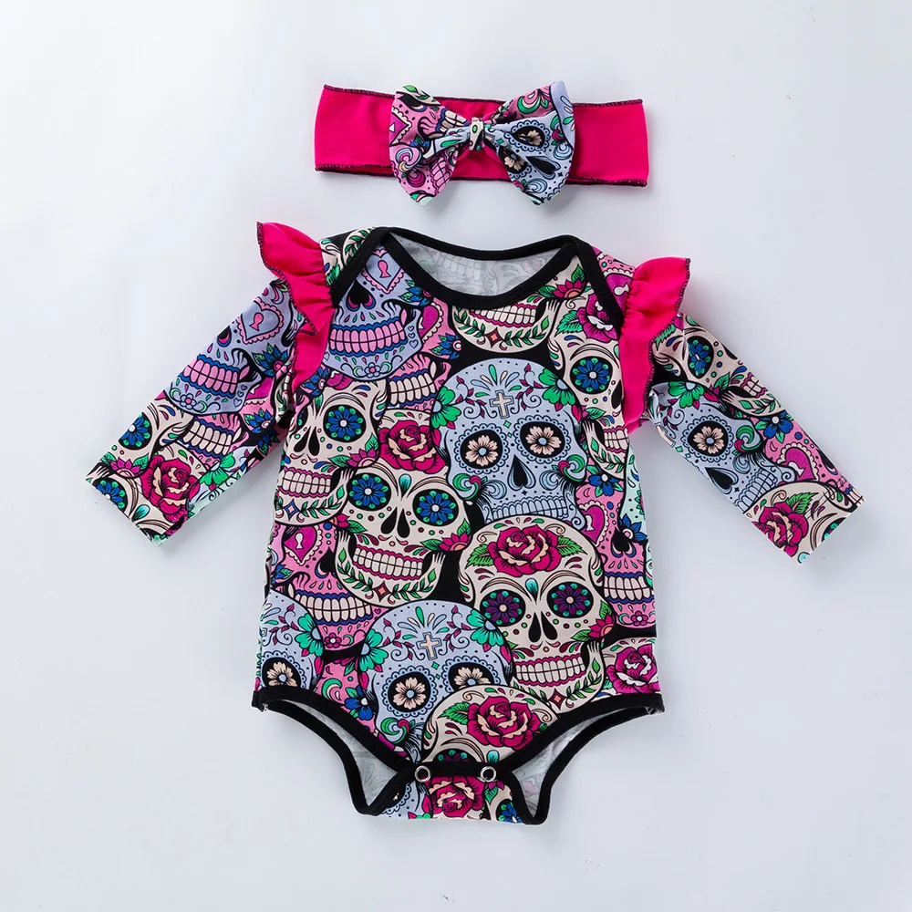

YK&Loving 2018 Halloween Brand New 0-24m Newborn Infant Baby Girls Clothes Sets Long Sleeve Baby T - Shirt + Headband
