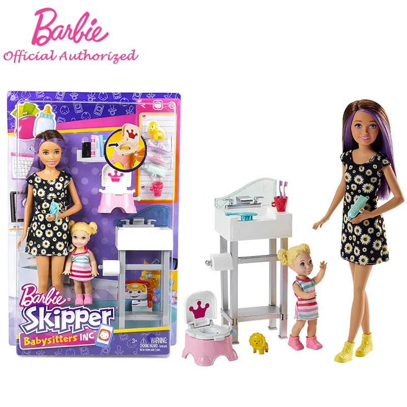 Оригинальные Барби шкипер няня 3 стиля куклы игрушки обучения забота о ребенке как матери с большим количеством аксессуаров для подарка - Цвет: FJB01