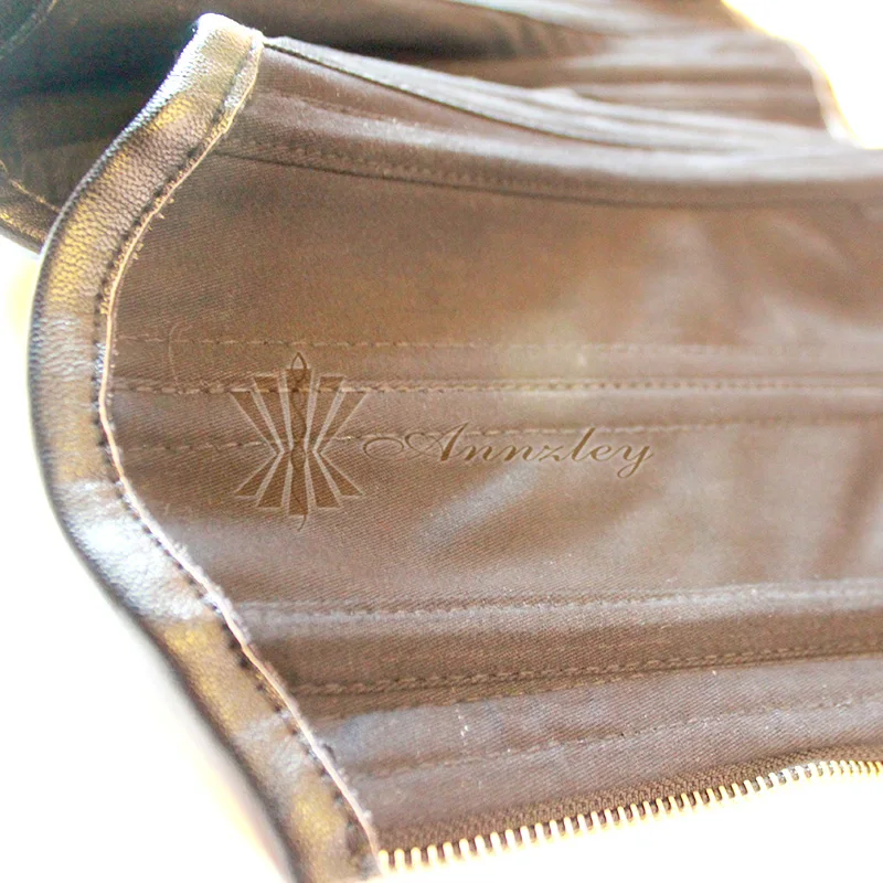 Annzley Double Steel Boned Black Waist Training PU leather Underbust Corset (10)