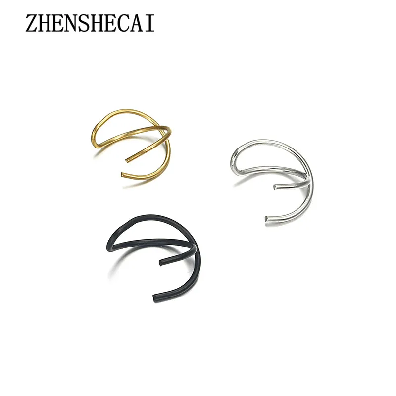 

3 pcs/ set Fashion personality simple Ear Clip cross ear clip double C cartilage U-shaped double pierced earrings for women EZ2