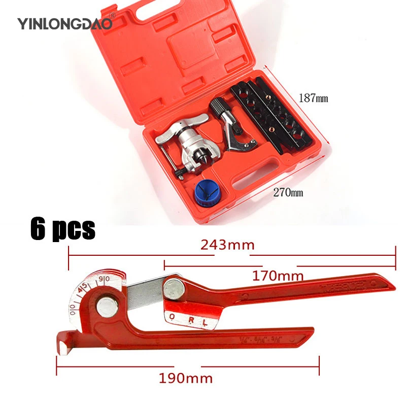 

6pc Pipe Flaring Kit Brake Fuel Tube Repair Flare Kit With Cutter Bending Tool Set 90 Degree Manual Pipe Bender
