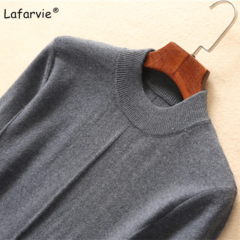 Lafarvie Autumn O-neck Knitted Sweater Women Long Style Pullover Female Solid Color Casual Soft Knitting Cashmere Sweater 5Color Lafarvie Autumn O-neck Knitted Sweater Women Long Style Pullover Female Solid Color Casual Soft Knitting Cashmere Sweater 5Color