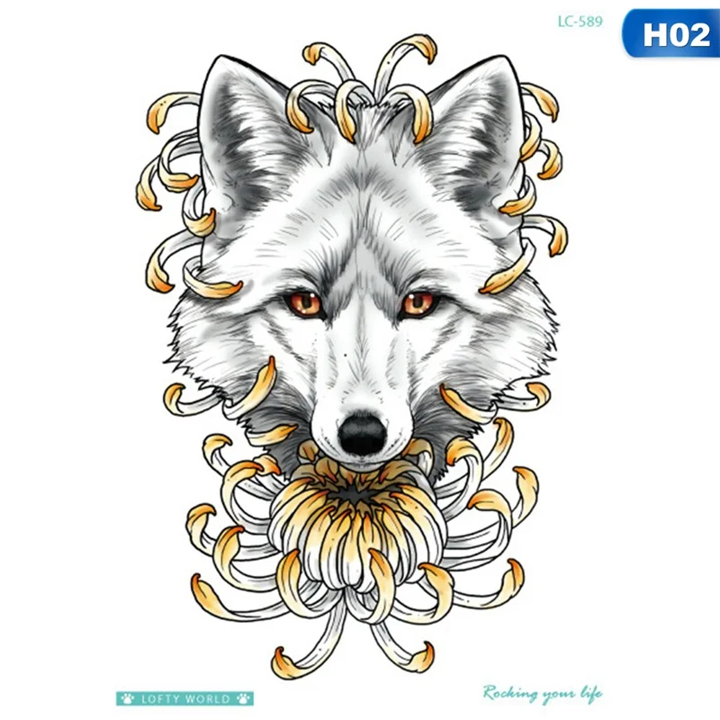 Tiger Wolf Bear Wild временные водостойкие наклейки для татуировки для женщин поддельные руки животных татуировки для взрослых мужчин женский боди-арт
