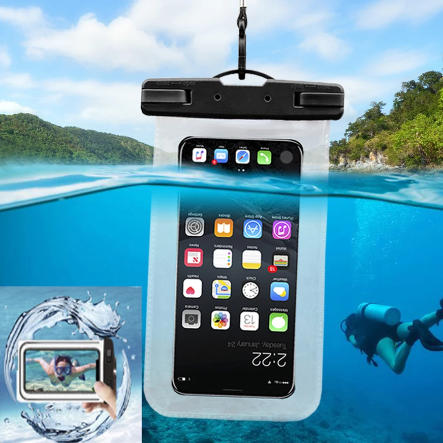 

Waterproof Mobile Phone Case on For iPhone xr Redmi note7 Mi A2 case honor 8X Cover Pouch Bag Cases Phone Coque Water proof Case