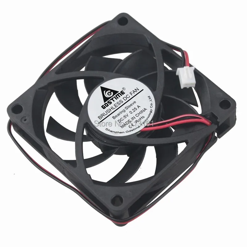 

5 PCS Gdstime DC 5V 70mm 70x70x15mm 7015S 2 Pin Silent Brushless PC Computer Cooling fan