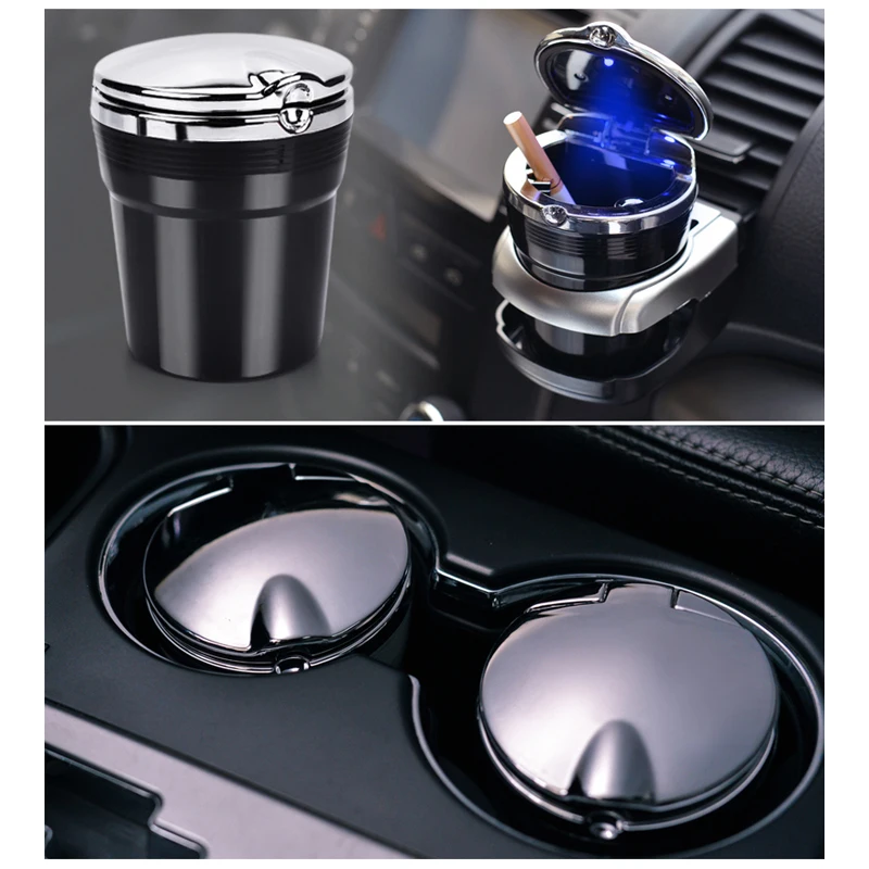 Портативная Черная пепельница из нержавеющей стали для автомобильной сигареты с