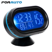 Автомобильные часы, термометр, вольтметр, двойная температура, приборная панель, светодиодный, с подсветкой, часы, тестер напряжения, автомобильный орнамент