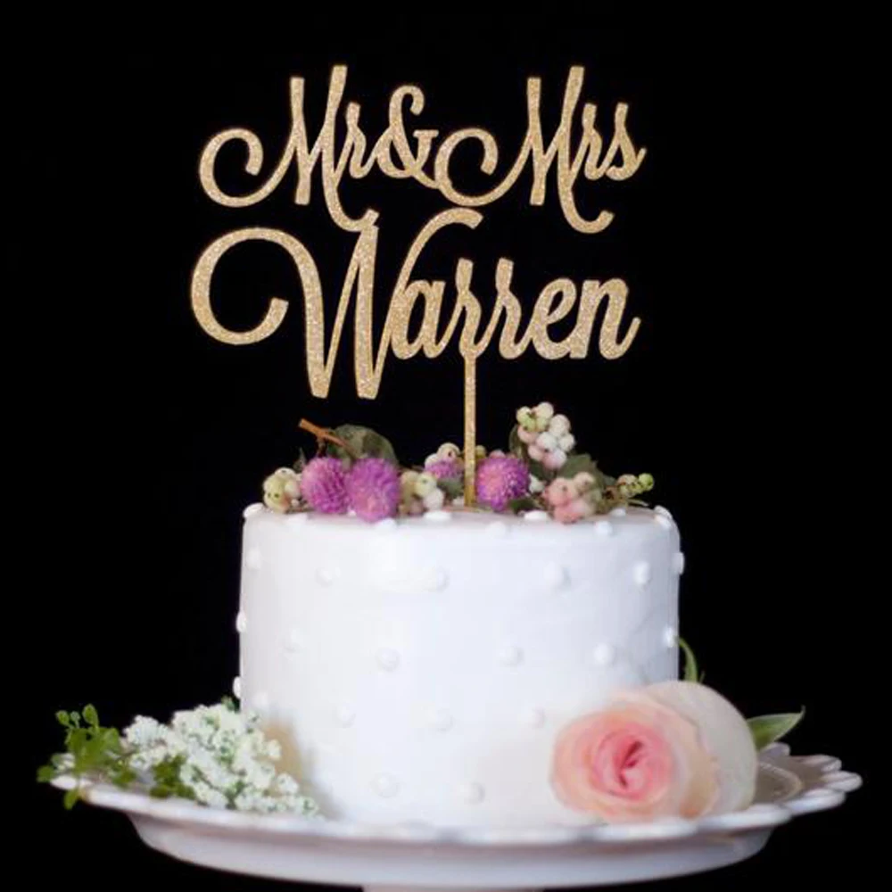 На заказ Mr and Mrs фамилия свадебный торт Топпер, романтический торт Топпер для свадьбы юбилей, Уникальный Свадебный декор